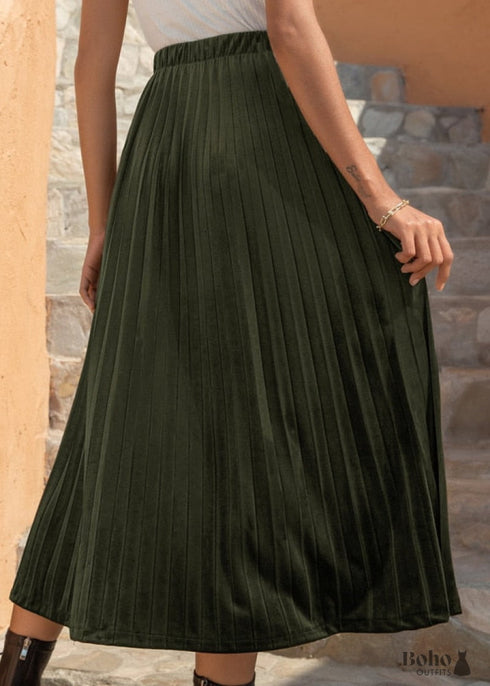 Boho Velvet Pleated Skirt Darla